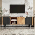 Mid-Century Modern TV Stand with 3 Cabinets - Media Console for TVs up to 70 inches, Stylish Entertainment Center with Storage for Living Room