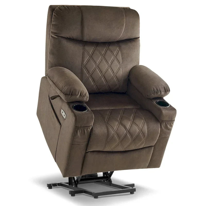 MCombo Compact Dual Motor Power Lift Recliner Chair with Massage, Dual Heating, and Adjustable Headrest - Model 7222