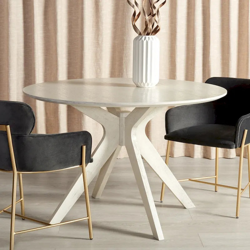 SAFAVIEH Couture Meiko 46-Inch Round Dining Table - Dimensions: 46" W x 46" D x 30" H