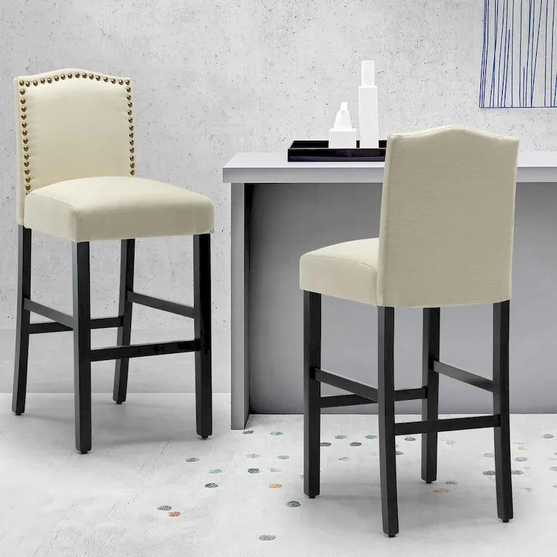 Set of 2 Upholstered 28-Inch Barstools - Stylish Pub Chairs