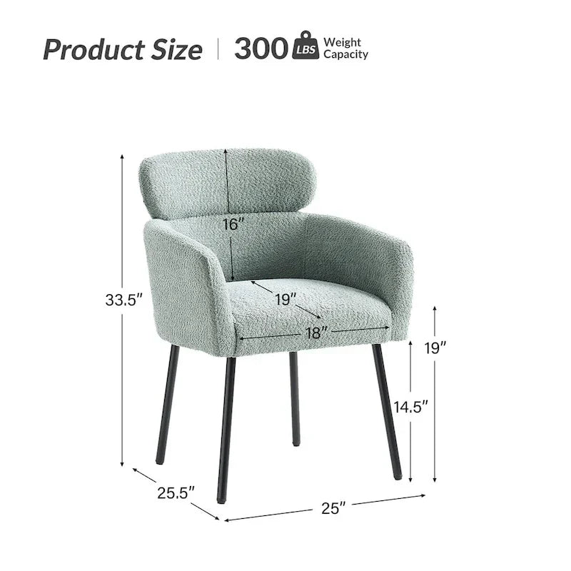 Set of 4 Amos Modern Boucle Dining Chairs with Adjustable Feet by HULALA HOME