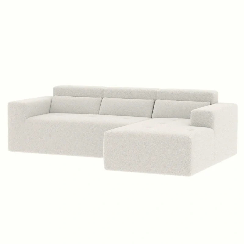L Shaped Sectional Sofa with Upholstered Cushions and Modular Design