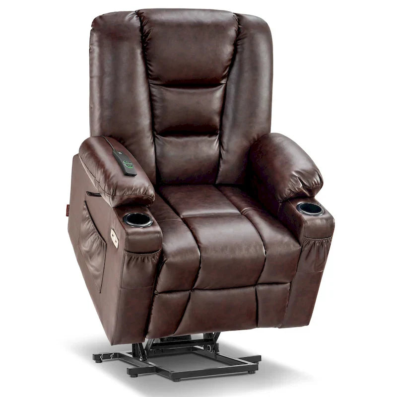 MCombo Compact Power Lift Recliner Chair with Massage and Heat for Seniors, Faux Leather Model 7569