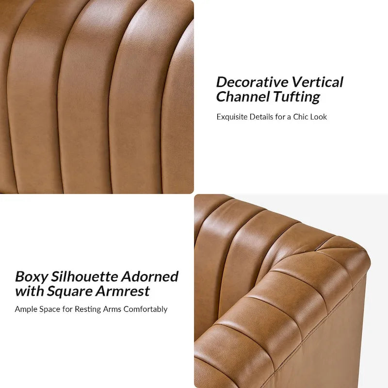 Set of 2 Esteban Modern Leather Swivel Barrel Chairs by HULALA HOME