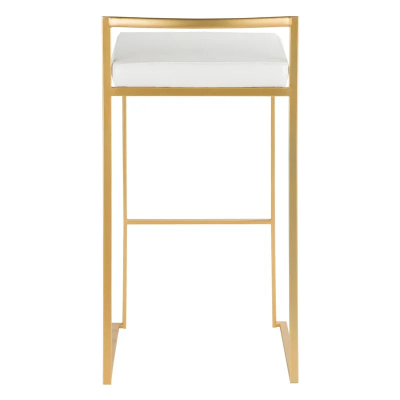 Set of 2 Stackable Gold Bar Stools with Silver Orchid Forest Finish