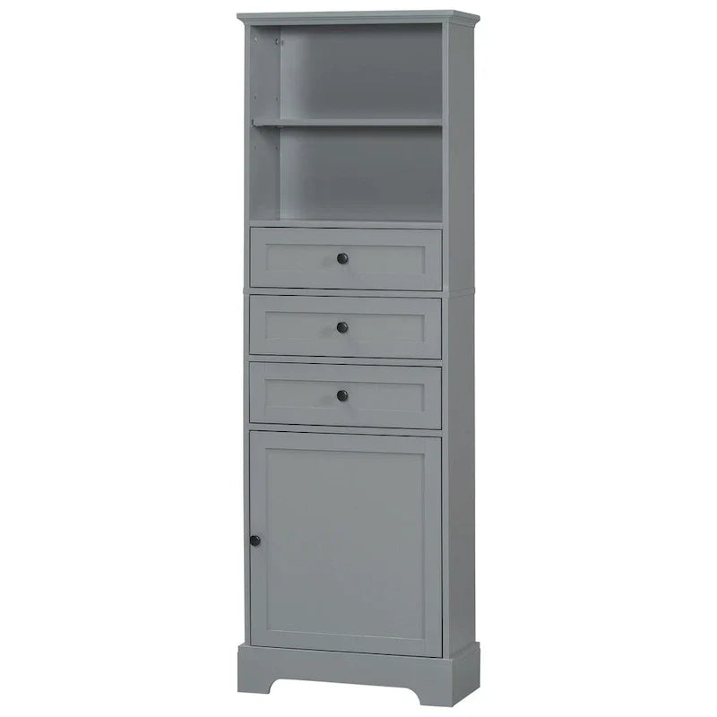 Merax Vertical Bathroom Storage Cabinet with 3 Drawers and Adjustable Shelves