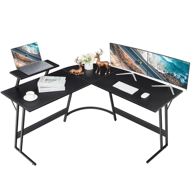 Homall Modern L-Shaped Corner Computer Desk with Accompanying Small Table