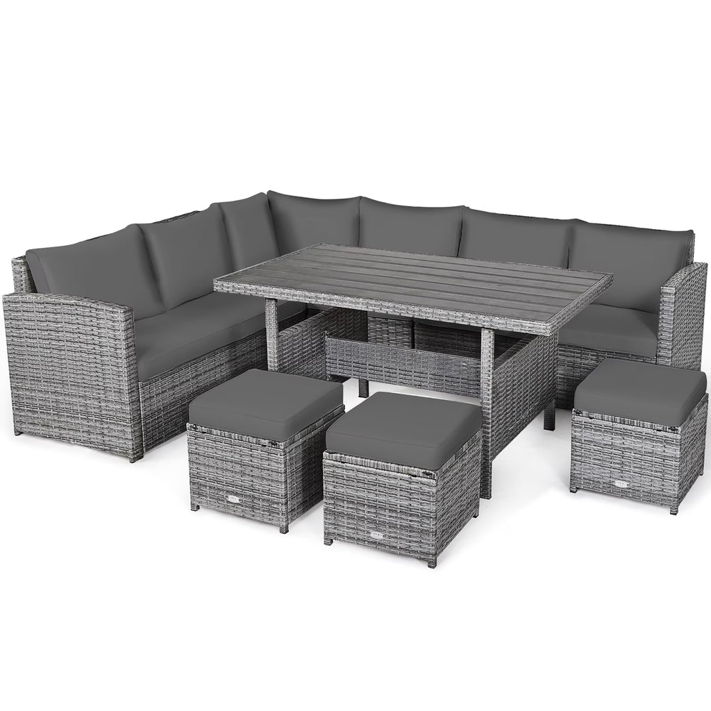 7-piece Outdoor Rattan Patio Furniture Set Black