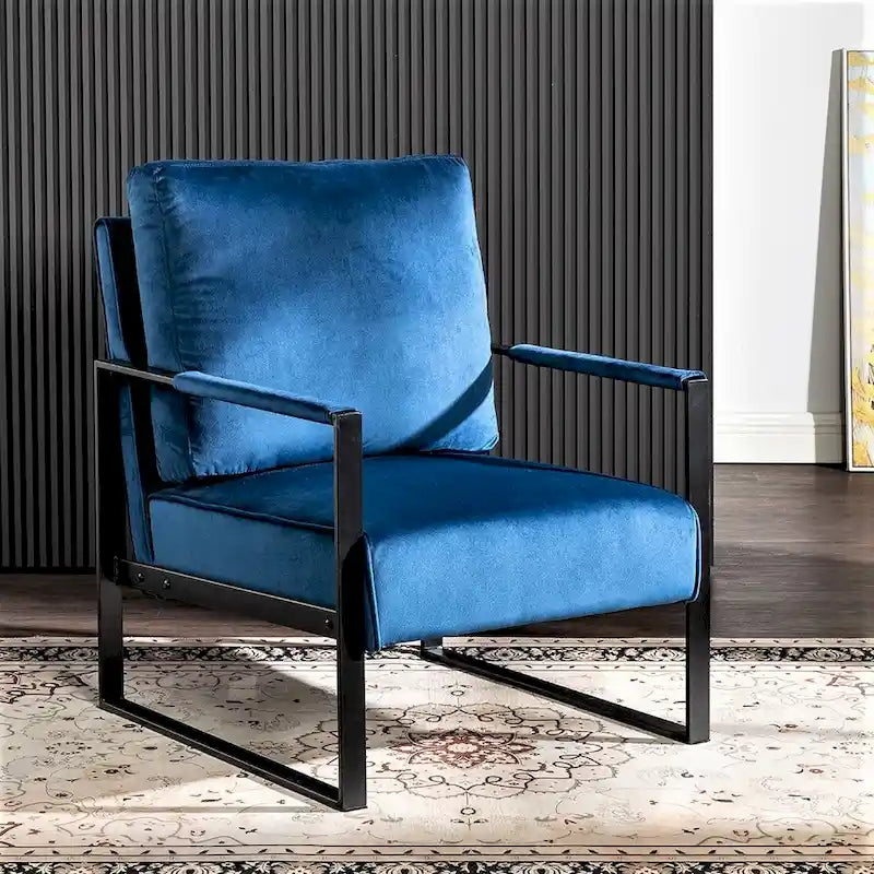 Hosam 25.4 Velvet Upholstered Chair with Metal Arms
