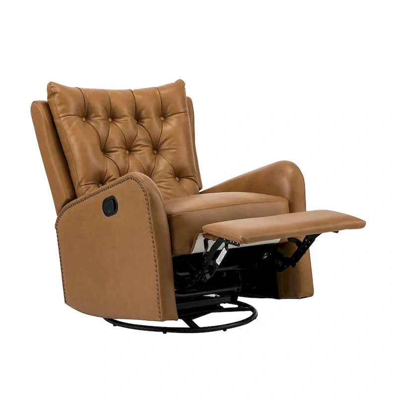 Jordano Mid-Century Leather Recliner with Metal Base by HULALA HOME