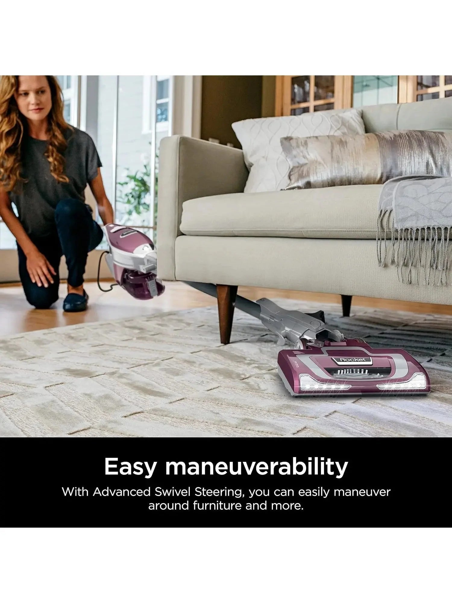 Shark Rocket Deluxe Pro Corded Stick Vacuum, Lightweight, XL Dust Cup, LED Headlights, Pet Hair Tools, Bordeaux/Silver
