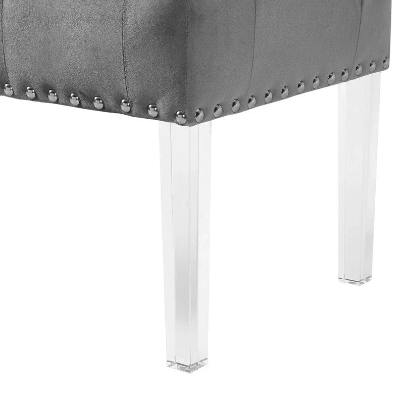 Roundhill Furniture Valley Velvet Upholstered Bench with Button Tufting and Acrylic Legs