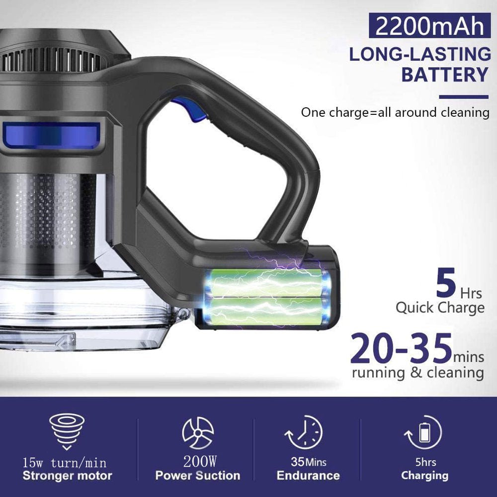 MOOSOO XL-618Pro Cordless Vacuum, 4-in-1 Lightweight Stick, 20Kpa Suction, 1.3L Capacity, LED Floor Head