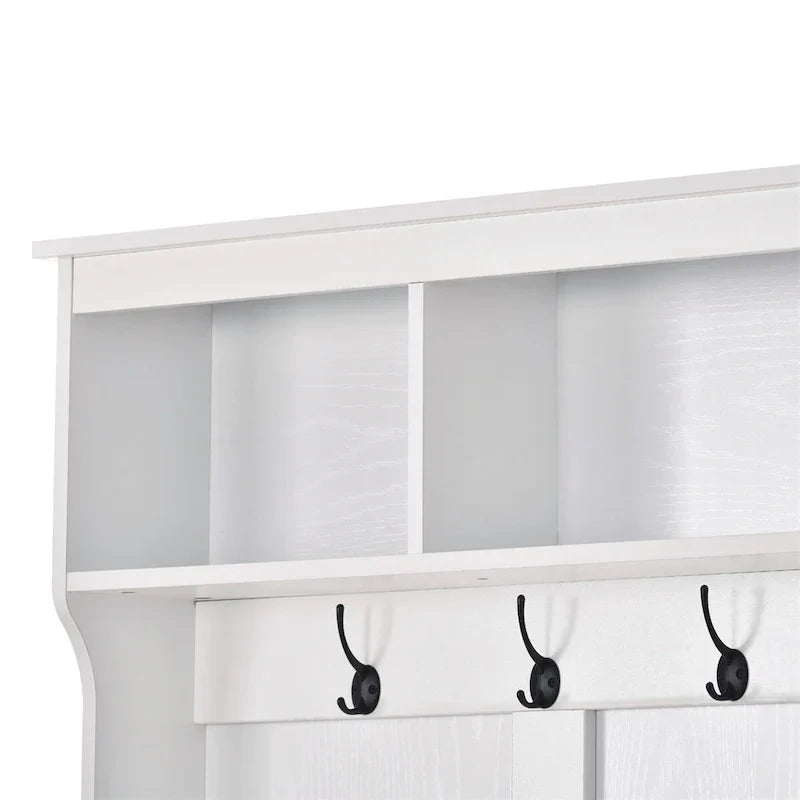 Merax Versatile Hall Tree with Hooks, Shelves, and 24 Shoe Storage Cubbies