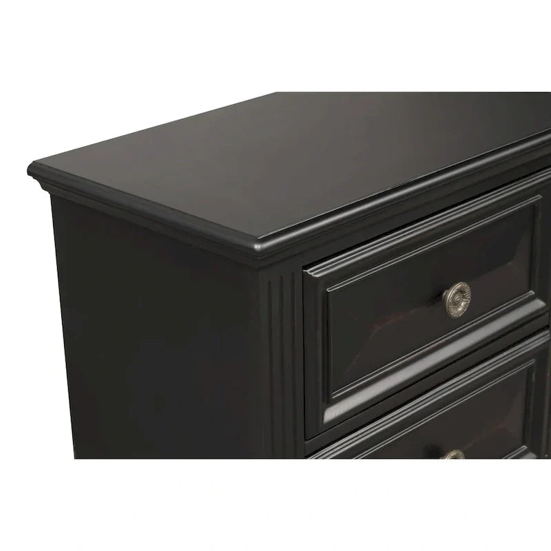 Roundhill Furniture Renova Vintage Black Wooden Bedroom Collection