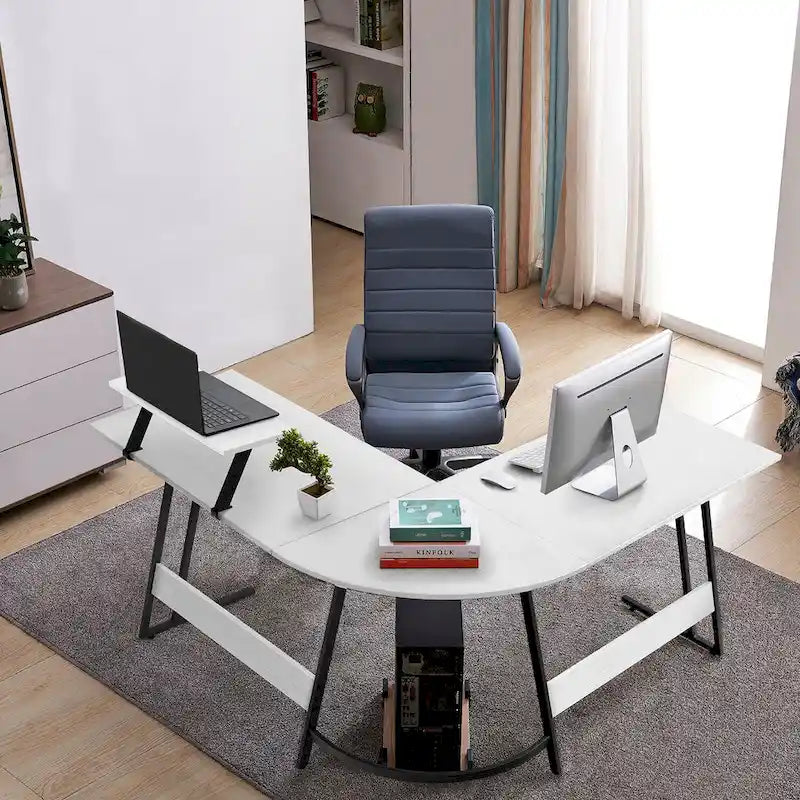 Homall Modern L-Shaped Corner Computer Desk with Accompanying Small Table