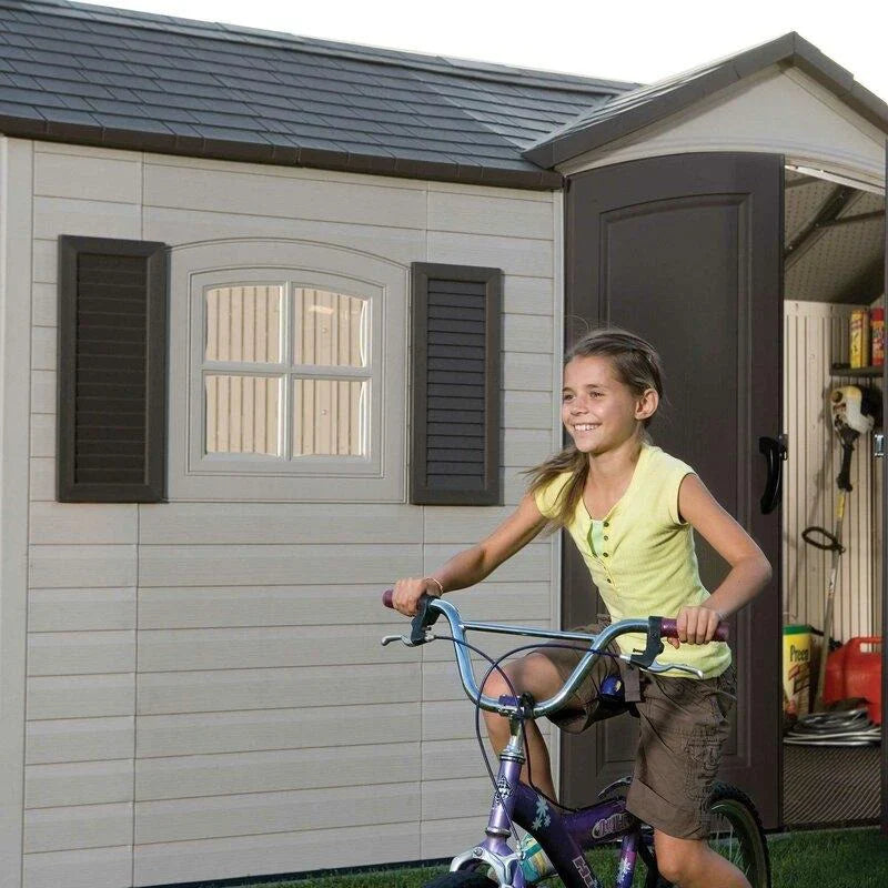 2025 Side entrance, 4.57 m W x 2.44 m D, plastic tool shed