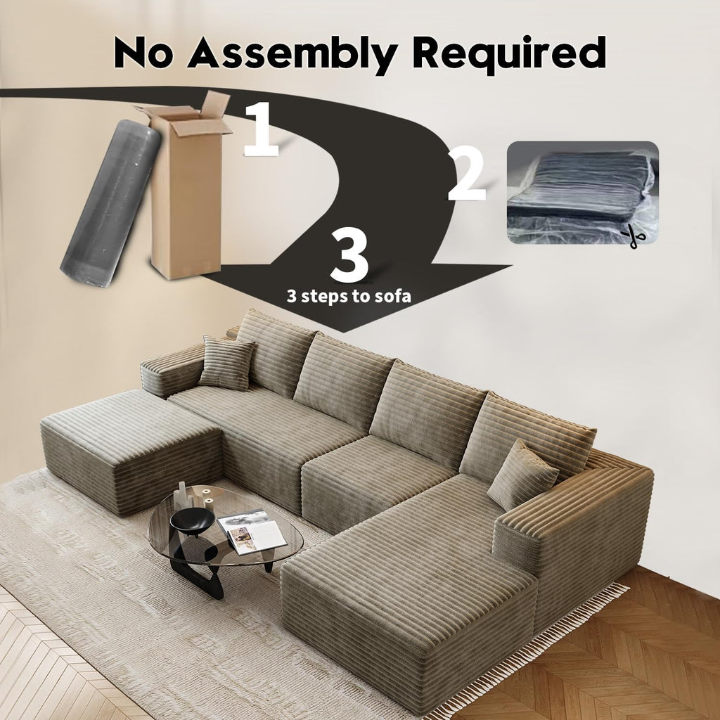 107.5" Cloud Modular Sectional Sofa Couch with L-Shape Chaise,Modern Minimalist Upholstered Couches for Living Room Bedroom,Deep Seat Corner Couch .No Assembly Required (Black,Left Facing Chaise)