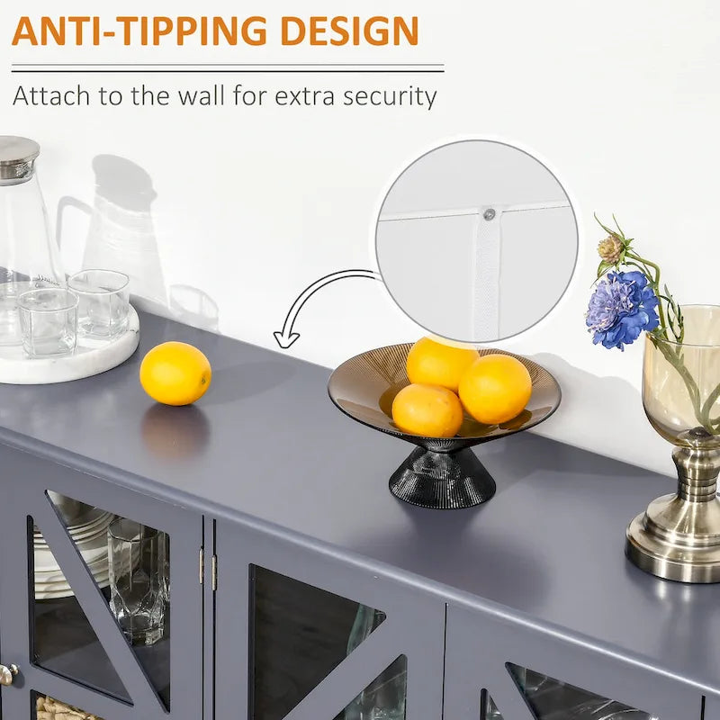 HOMCOM Kitchen Sideboard Buffet Cabinet with Adjustable Shelves for Versatile Storage