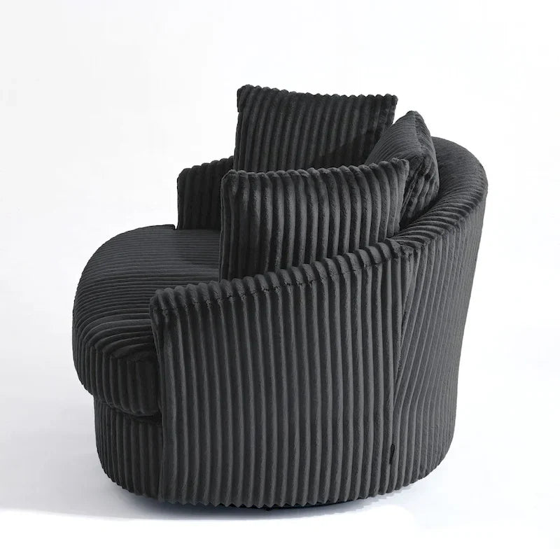 Set of 2 Oversized 43" Plush Corduroy Swivel Barrel Chairs with Cushions