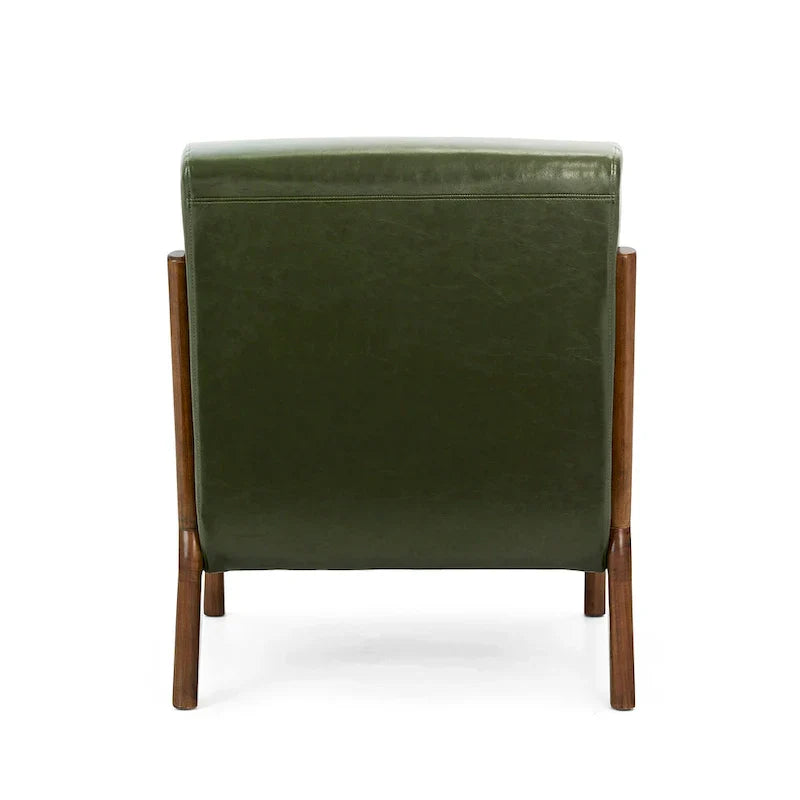 Glitzhome Set of 2 Mid-Century Modern PU Leather Accent Chairs - 30.75H with Cushions (25.75W x 33.75D)
