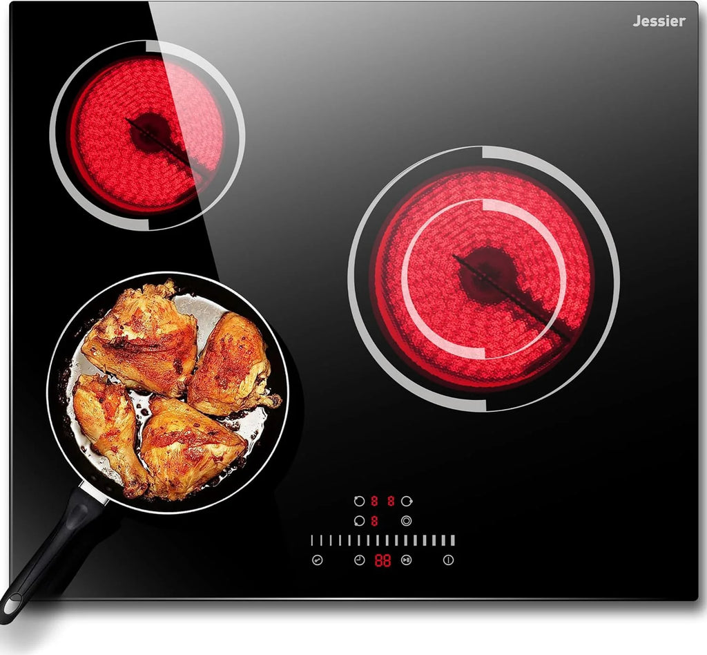 Electric Cooktop 30 Inch - 5 Burners Built-in Ceramic Cooktop, 30" Electric Stove Top with Glass Protection Metal Frame, 9 Heating Level, 8400W, 220-240V for Hard Wire(No Plug)