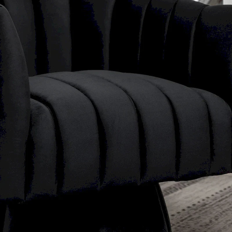 SEYNAR Contemporary Glam Velvet Round Swivel Accent Barrel Chair for Living Room