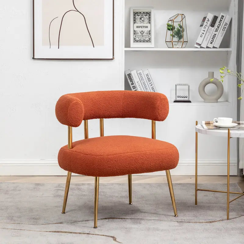 SEYNAR Contemporary Glam Upholstered Open-Back Accent Chair with Gold Legs