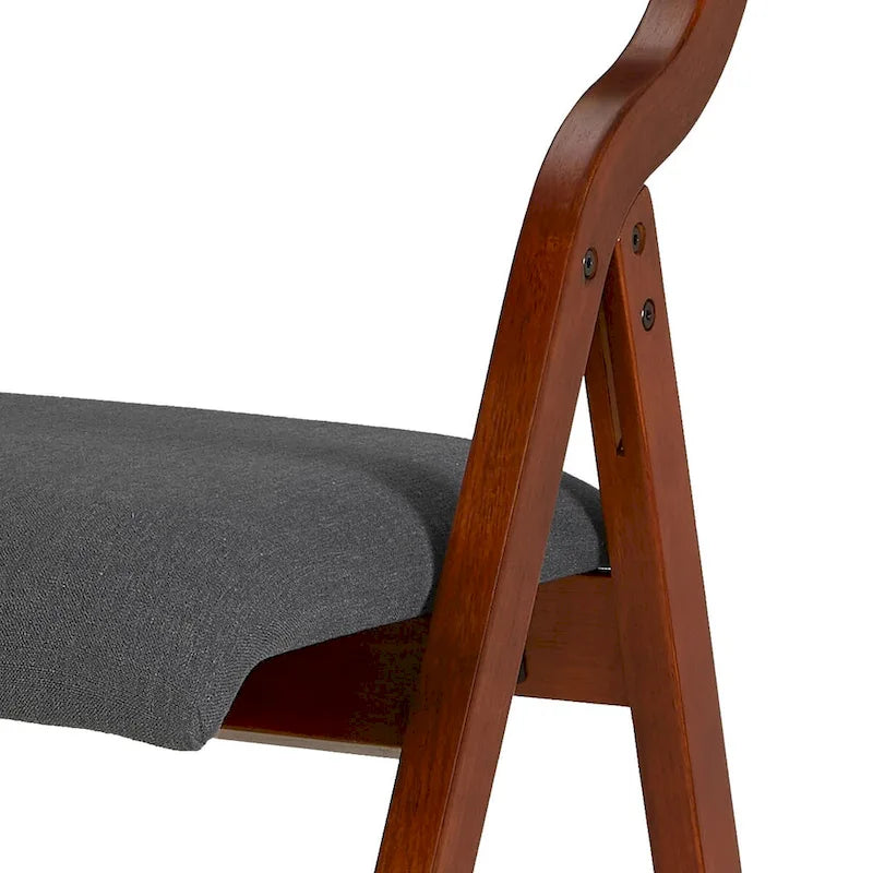 Set of 2 Upholstered Folding Dining Chairs - Space-Saving Wooden Design