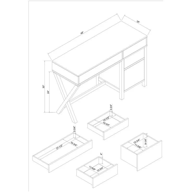 Linon Poppy Side Storage Writing Desk