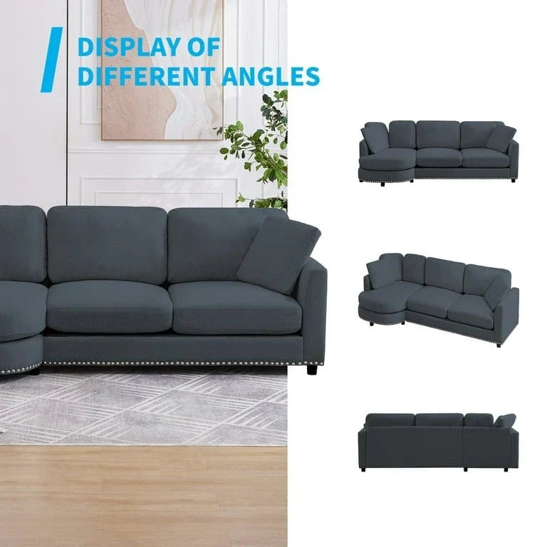 L Shape Sectional Sofa with Chaise and Cushioned Seating
