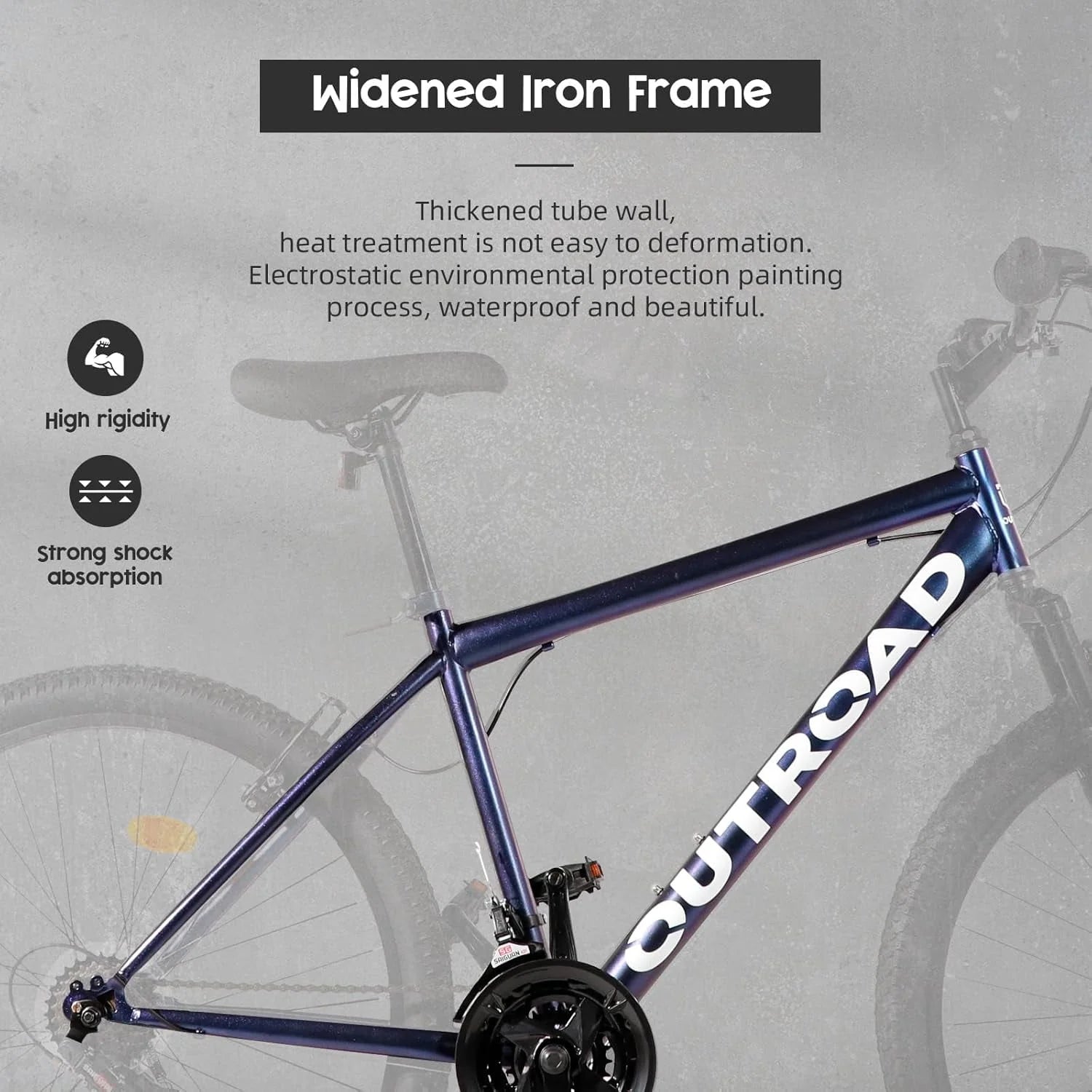 Outroad 26 Inch Mountain Bike, 21-Speed/High-Carbon Steel/Aviation Grade Frame, Dual Disc/V Brake, Adjustable Ergonomic Seat Bycycle for Men Women Adult, Quick Assembly in 20 Minutes