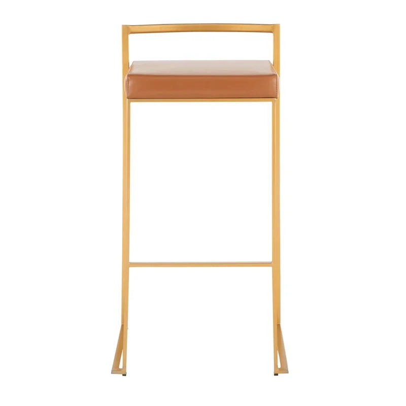 Set of 2 Stackable Gold Bar Stools with Silver Orchid Forest Finish