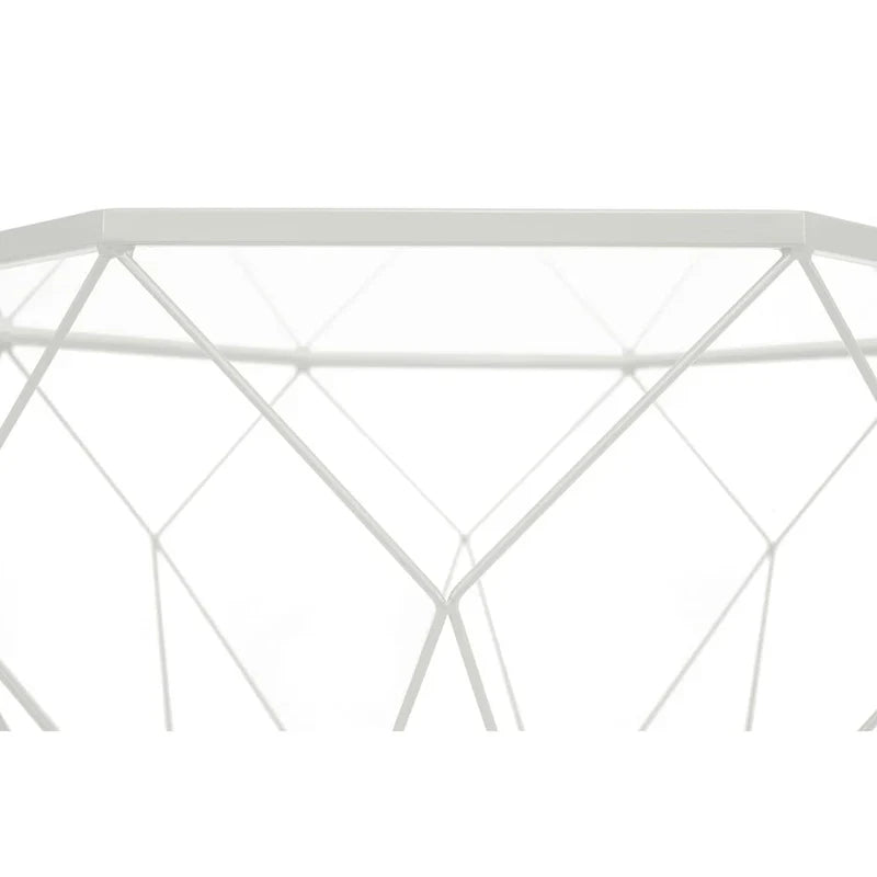 Malibu 22 Modern Octagonal Coffee Table with Tempered Glass Top and Durable Metal Geometric Base for Living Room or Office