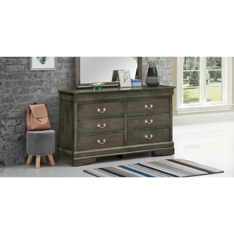 Louis Philippe 6-Drawer Dresser for Bedroom