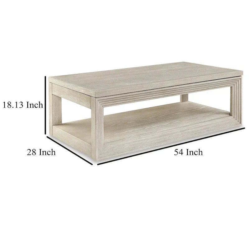Marz 54-Inch Weathered Gray Lift-Top Coffee Table with Hidden Storage