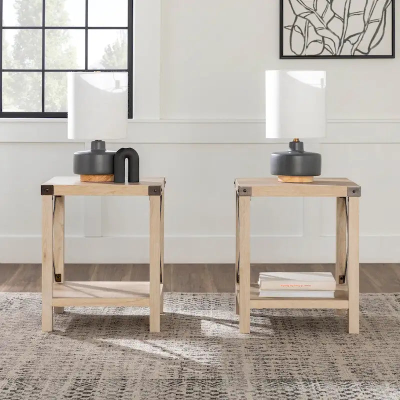 Set of 2 Middlebrook Kujawa 18-Inch X-Side Accent Tables