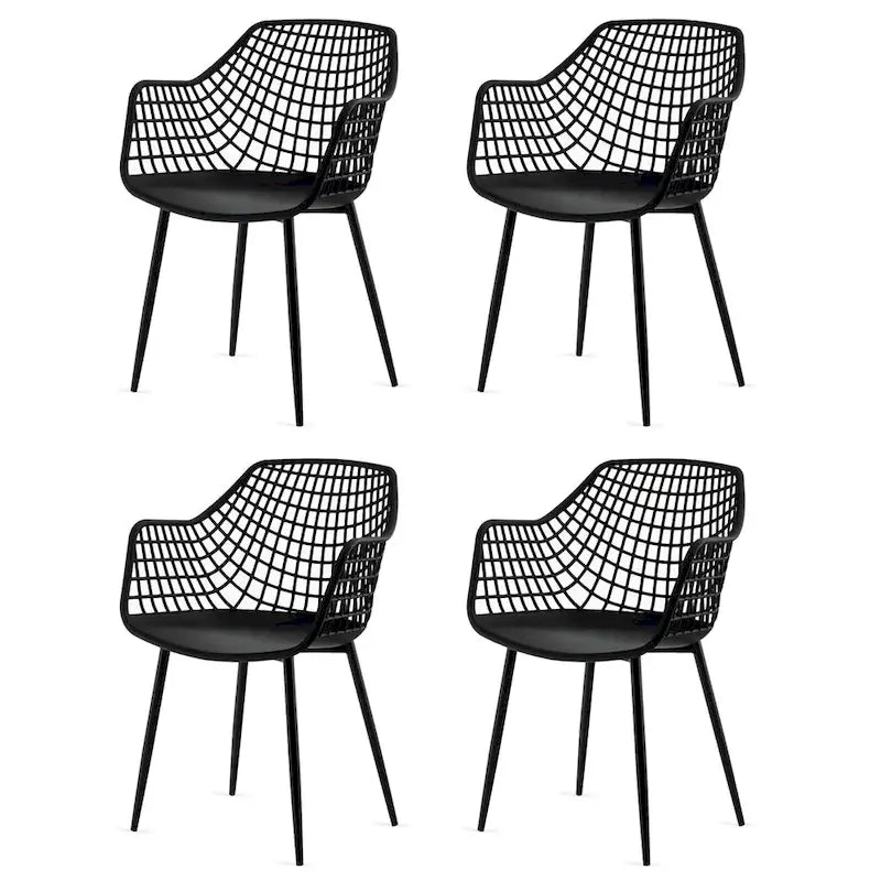 Set of 4 Modern Plastic Shell Dining Chairs with Metal Legs by Costway