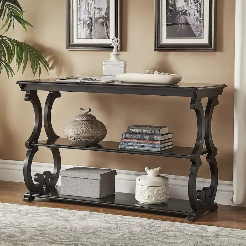 Lorraine Wooden Scroll TV Stand and Sofa Table by iNSPIRE Q Classic