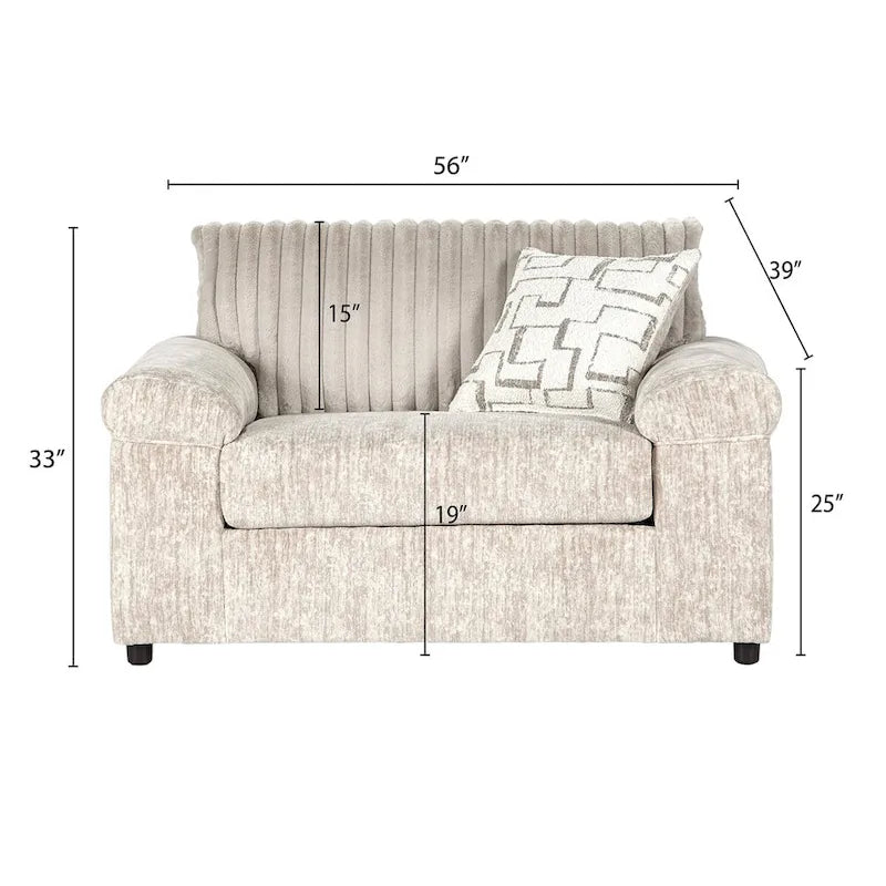 Roundhill Furniture Nason Wide Wale Corduroy Sofa, Loveseat, and Cuddle Chair Collection