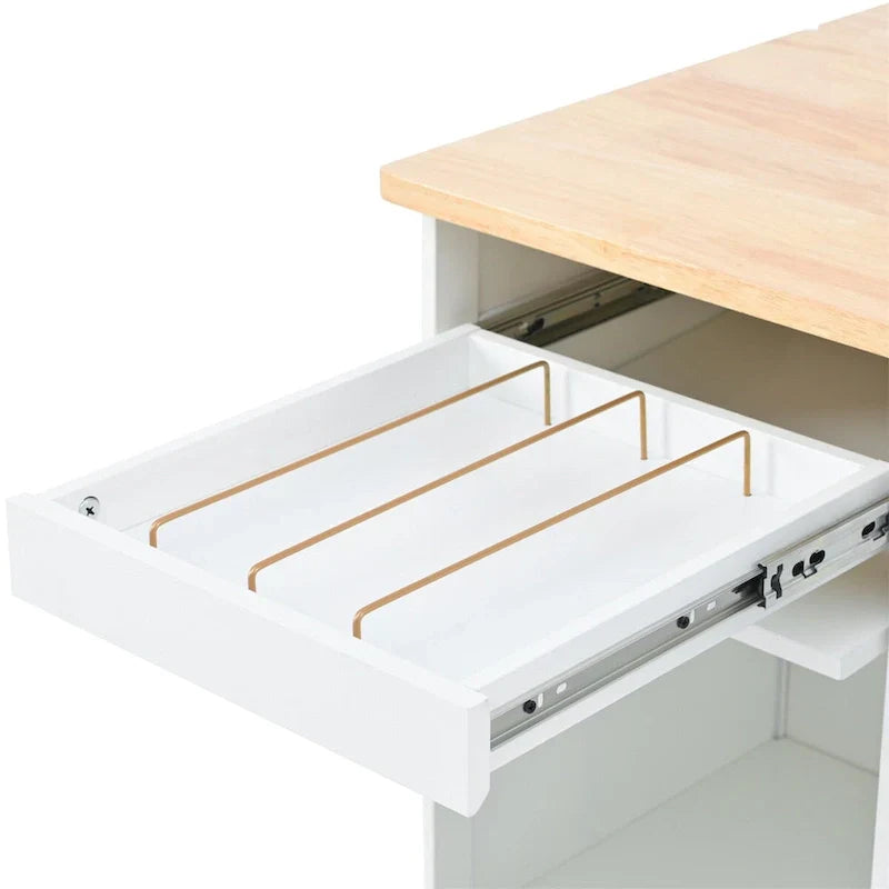 Merax Spacious Kitchen Island Cart with Adjustable Shelf and Dual Drawers