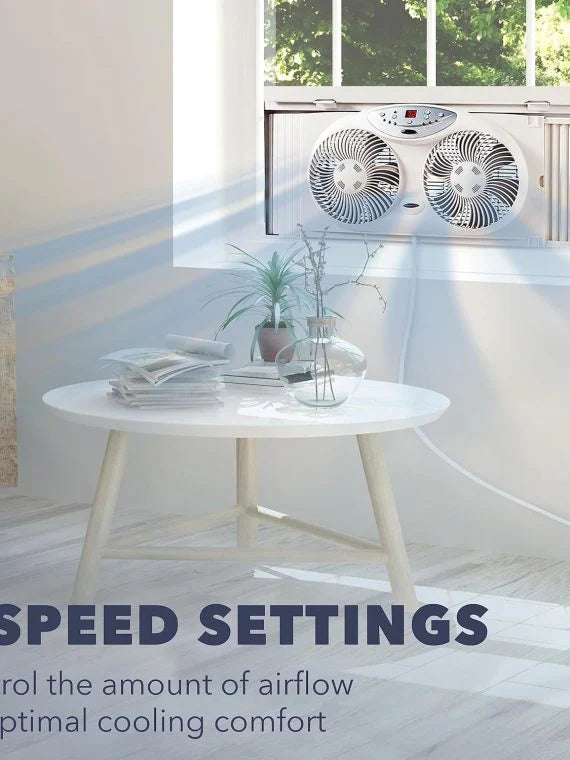 2025 Bionaire 8.5′′ Twin Window Fan with Reversible Airflow  3 Speeds  Remote Control