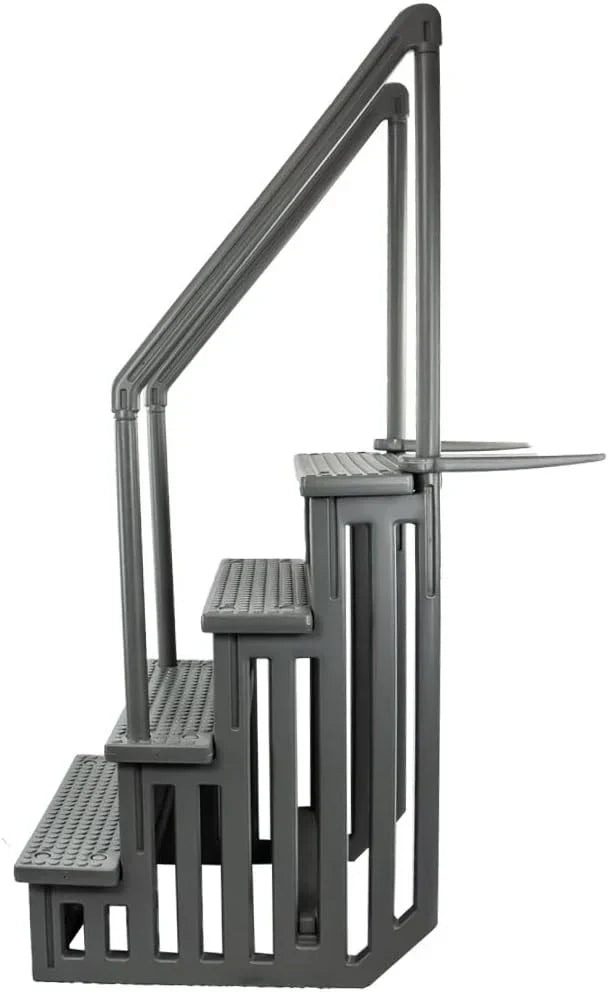 Select Anti-Slip in-Pool Steps | Gray | for Above Ground Swimming Pools | Can Mount to Decks 48" to 54" H | Safety Stairs Capacity Up to 300 lbs
