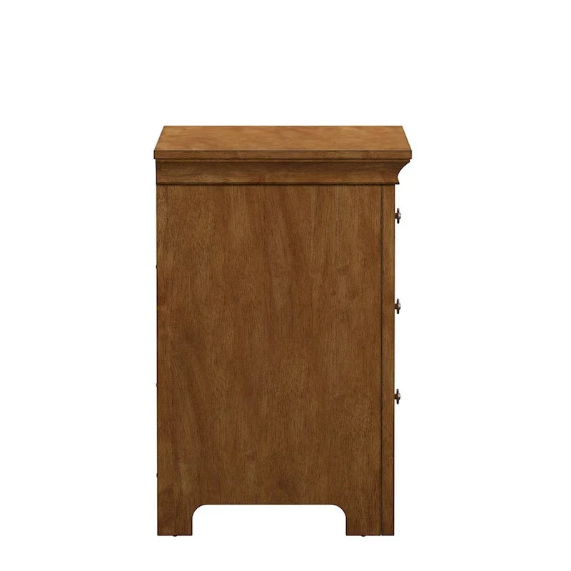 iNSPIRE Q Classic Ediline 3-Drawer Wooden Nightstand with Charging Station