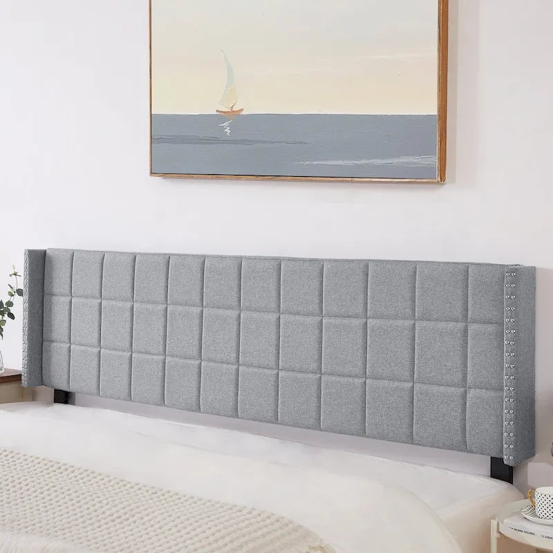 Javlergo Adjustable Upholstered Wingback Headboard for Queen/King Size Beds with Double Nailhead Trim