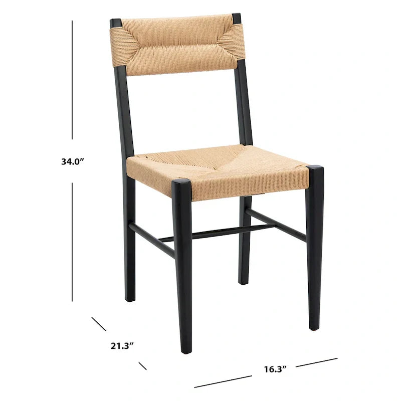 SAFAVIEH Couture Shazia Rattan Dining Chair Set (2 Pieces) - Dimensions: 16.3" W x 21.3" L x 34" H