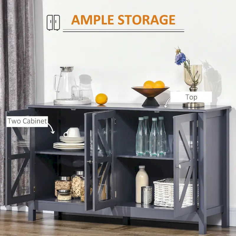 HOMCOM Kitchen Sideboard Buffet Cabinet with Adjustable Shelves for Versatile Storage