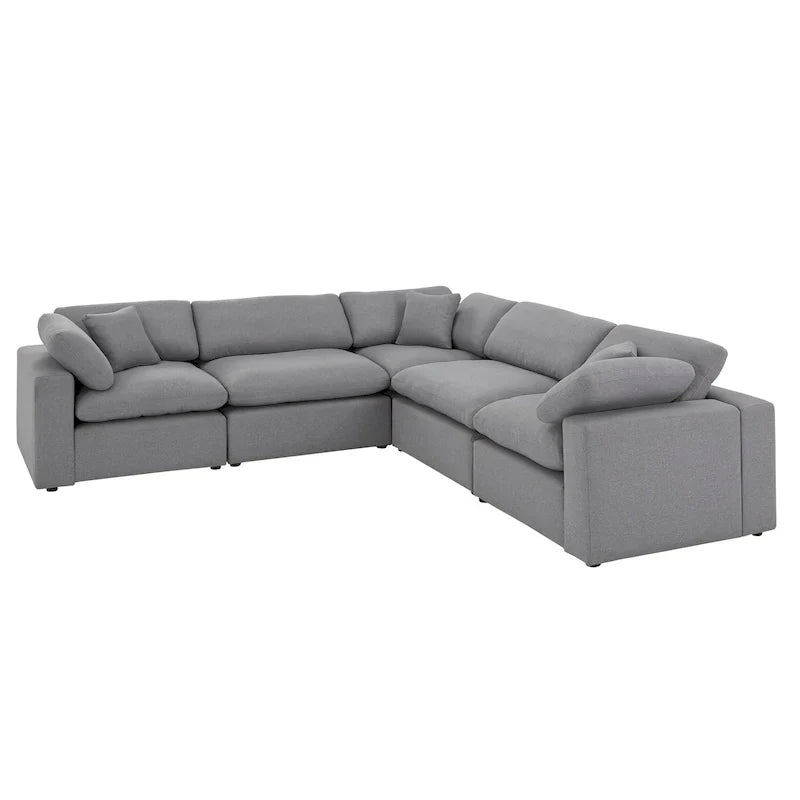 iNSPIRE Q Modern Anka Grey Linen 5-Piece Sectional Sofa