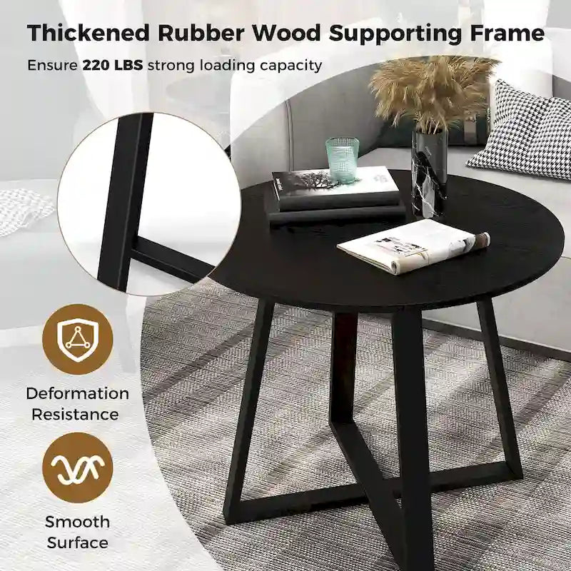 Gymax 36-Inch Round Solid Wood Dining Table for 4 with Pedestal Base