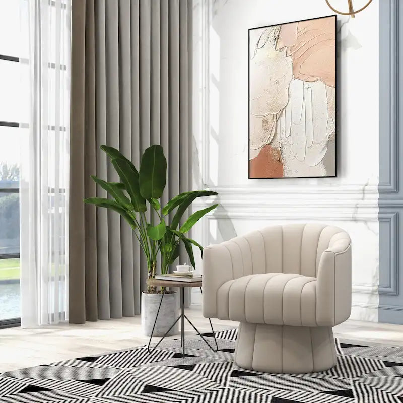 SEYNAR Contemporary Glam Velvet Round Swivel Accent Barrel Chair for Living Room